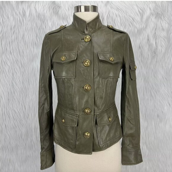 Tory Burch Jackets & Blazers - Tory Burch Sergeant Pepper Olive Green BUTTER SOFT Leather Military Jacket